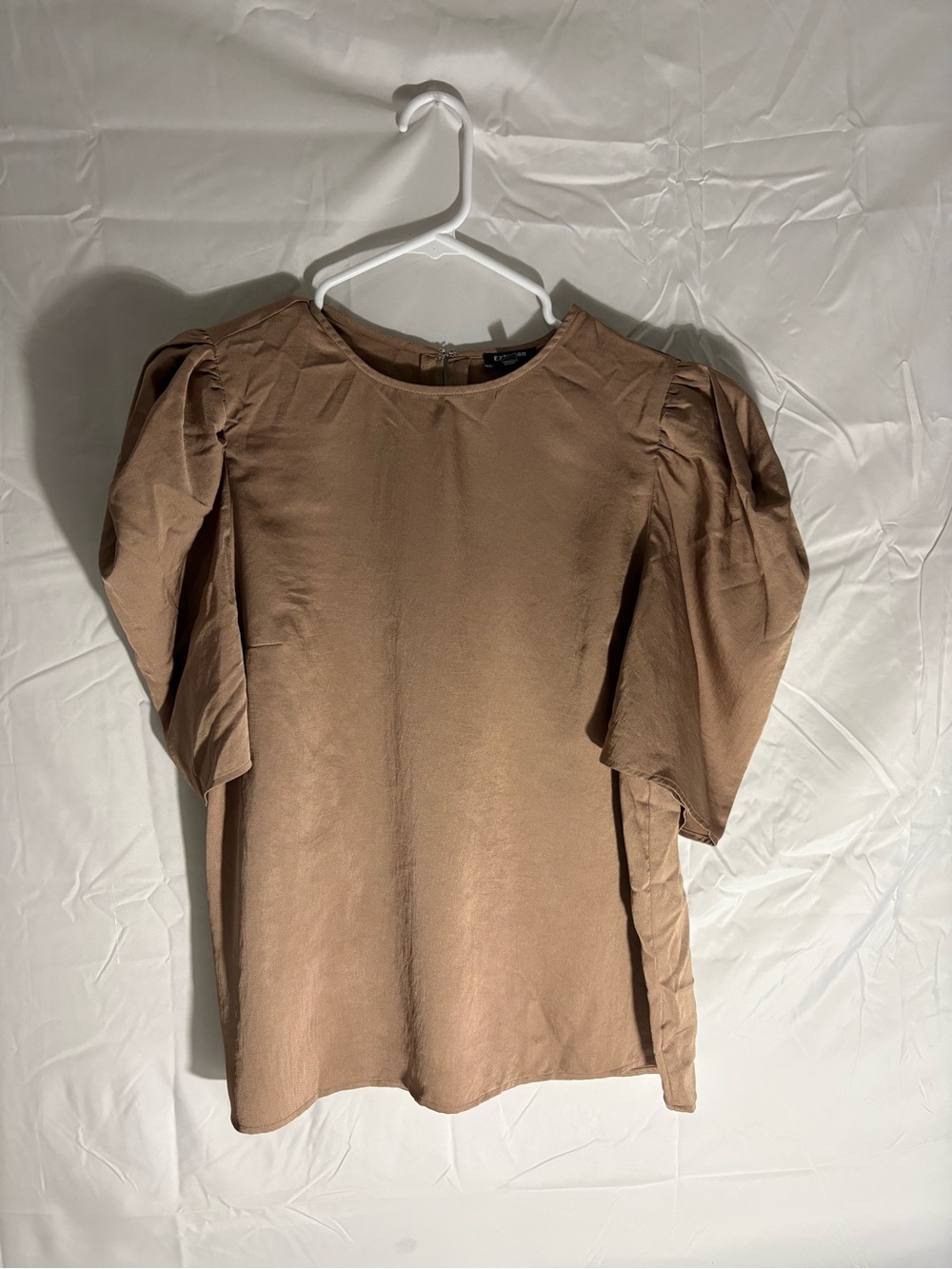 Express Taupe Puff Sleeve Blouse
